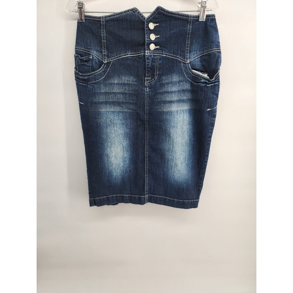 Deb Jeans Womens Size 5 Dark Wash High Waist Denim‎ Pencil Skirt Y2K Style